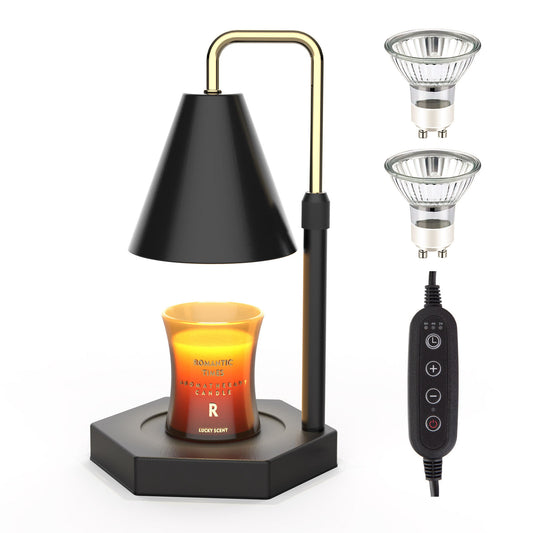 RAINBEAN Candle Warmer Lamp With Timer Adjustable Height Electric Candle Warmer Dimmable With 2 Bulbs Wax Melt Warmer - BringItHome Gadget