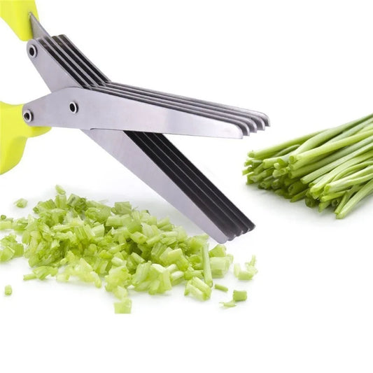 Multifunctional Multi-layer Green Onion Scissors Stainless Steel Onion Cutting Knife Herb Seaweed Spice Scissors Kitchen Scissor Kitchen Gadgets