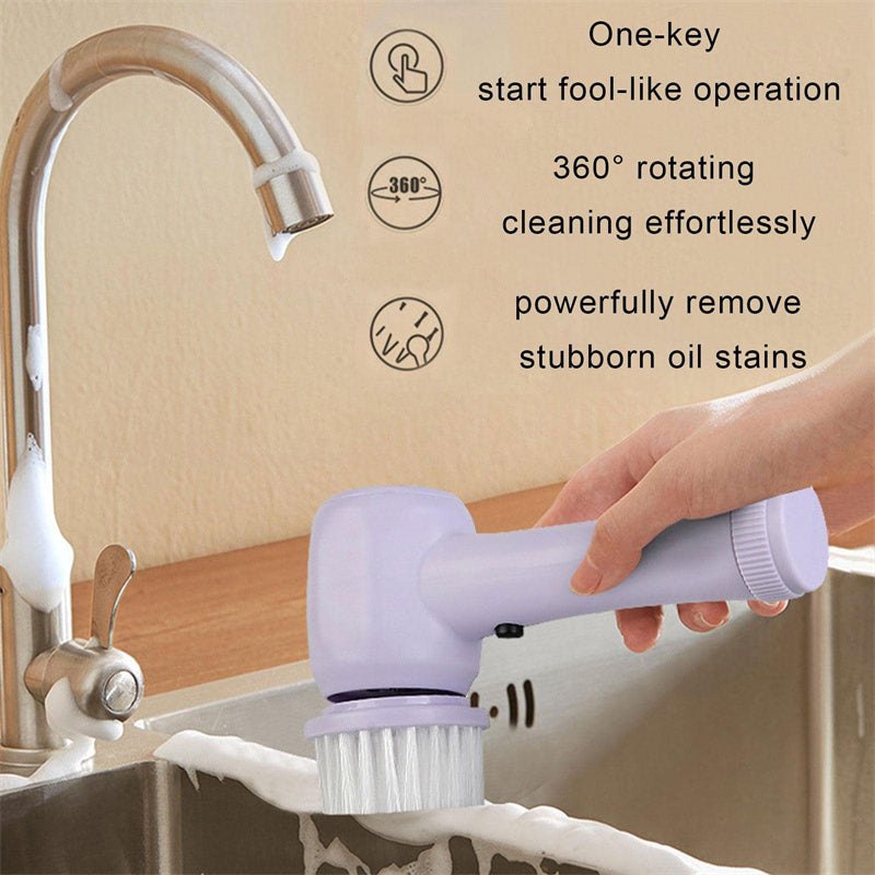 4 In 1 Spinning Scrubber Portable Handheld Electric Cordless Cleaning Brush Perfect for Cleaning Bathrooms & Kitchens. - BringItHome Gadget